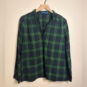 Women’s J. McLaughlin Tremblay Plaid Cotton Blouse size L